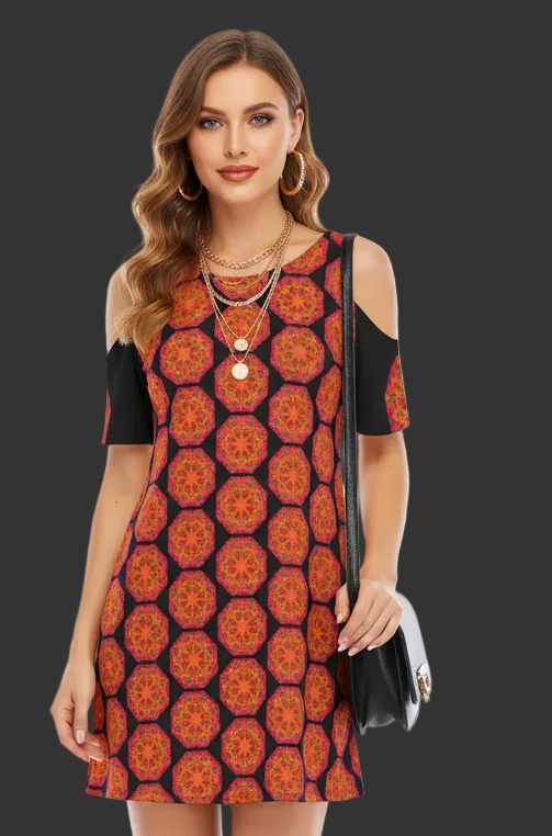“Warm Hexa” Women's Cold Shoulder Dress | 190GSM Cotton