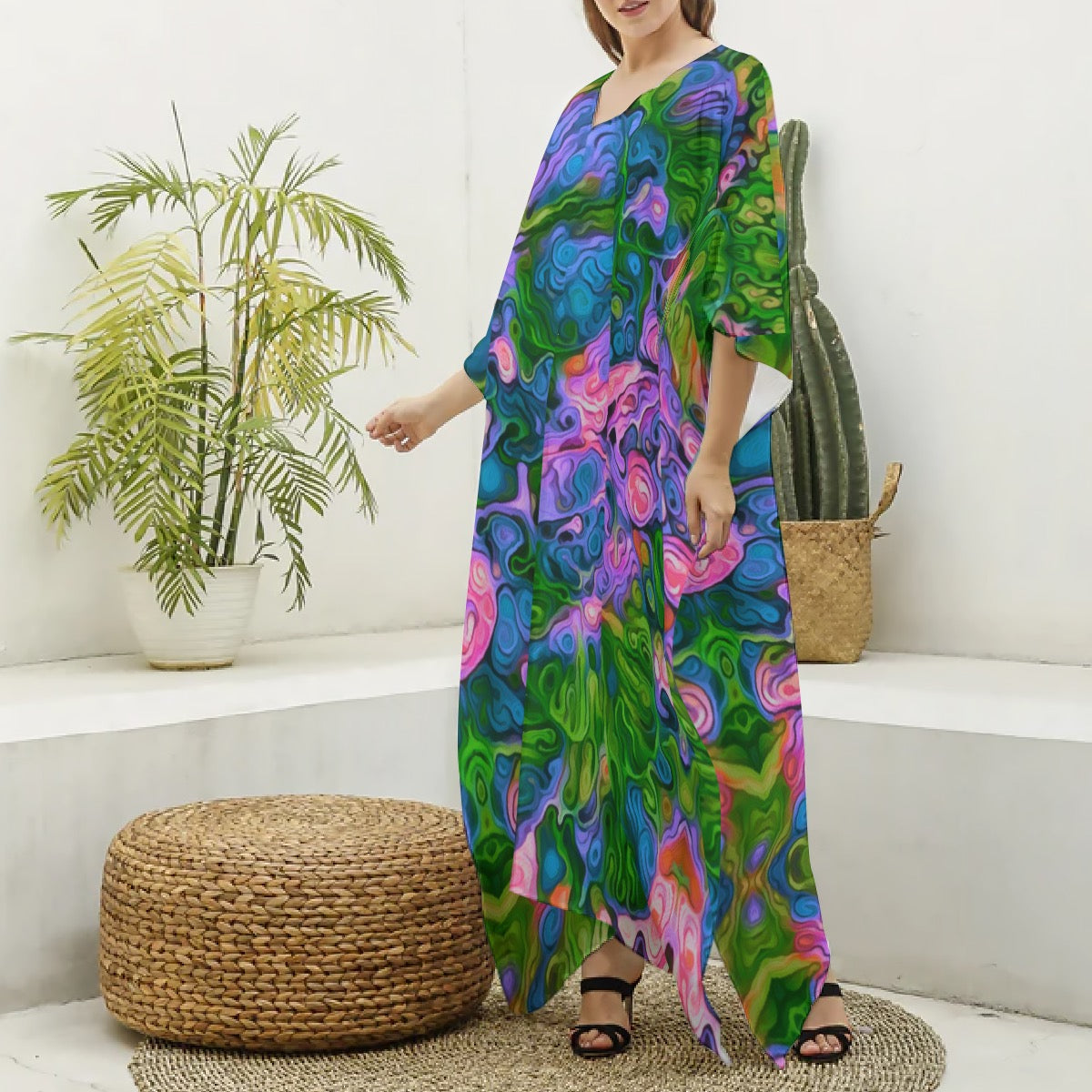 “Wonderweave” Women's Imitation Silk V-neck Kaftan Robe