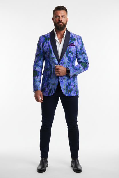 “Amethyst” Men’s Casual Flat Lapel Collar Blazer | 245GSM Cotton