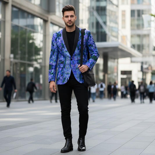 “Amethyst” Men’s Casual Flat Lapel Collar Blazer | 245GSM Cotton