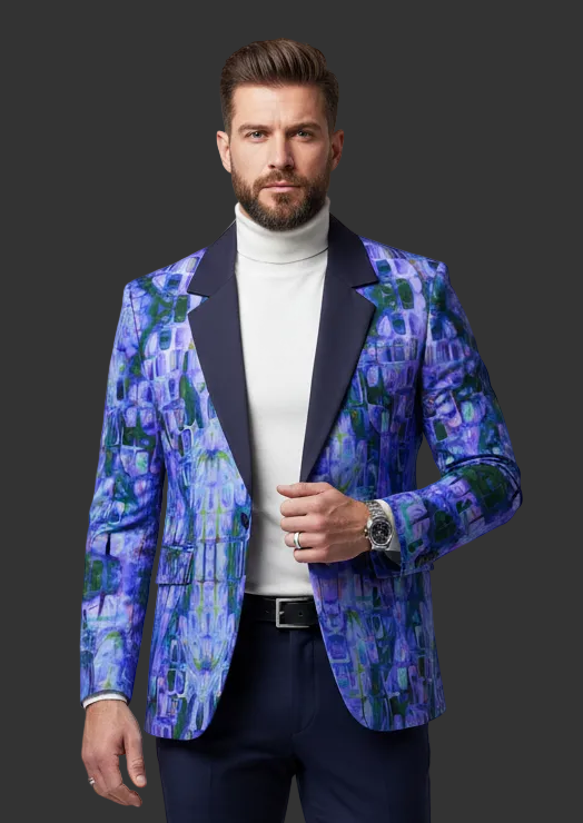 “Amethyst” Men’s Casual Flat Lapel Collar Blazer | 245GSM Cotton