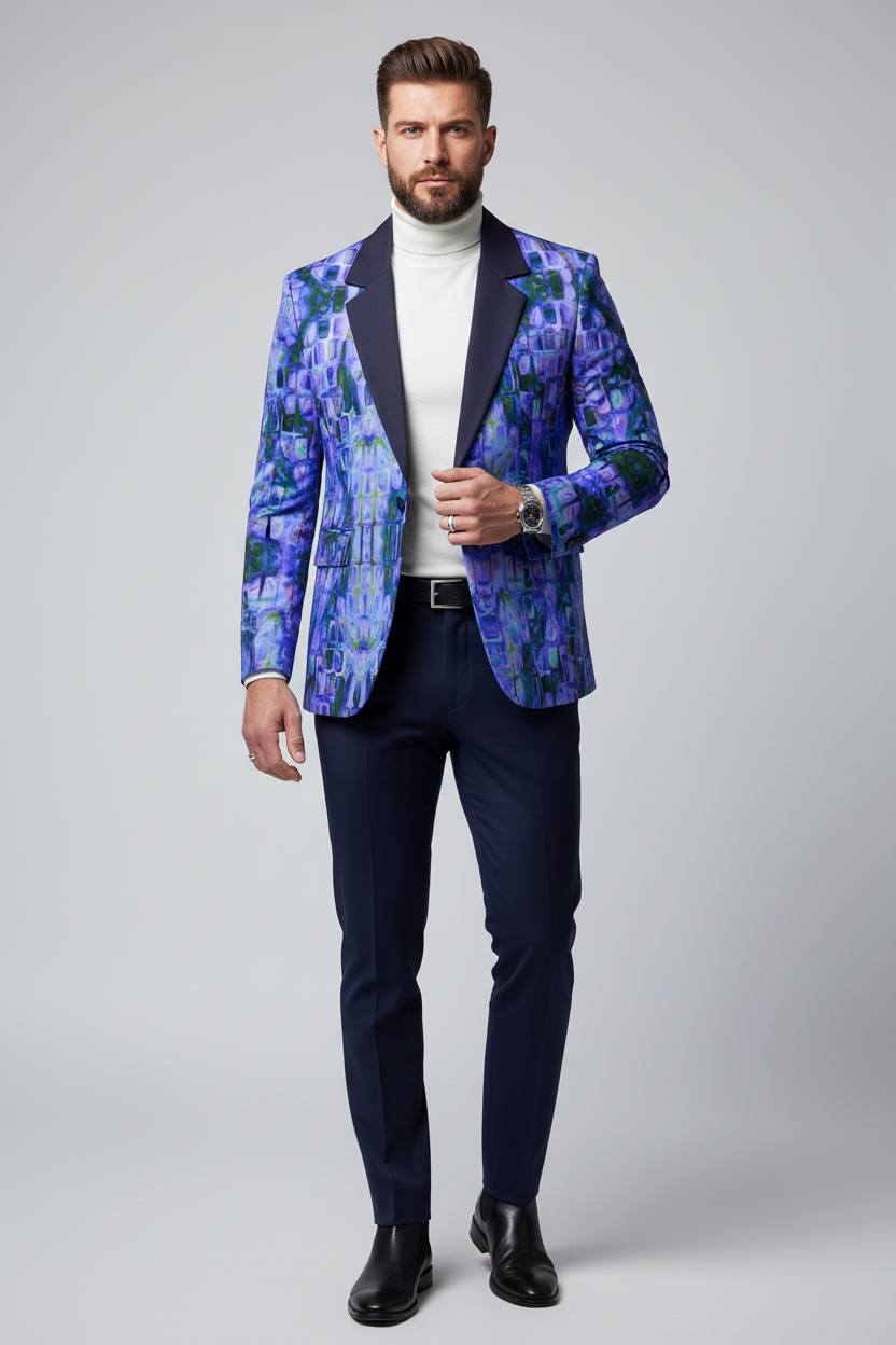 “Amethyst” Men’s Casual Flat Lapel Collar Blazer | 245GSM Cotton