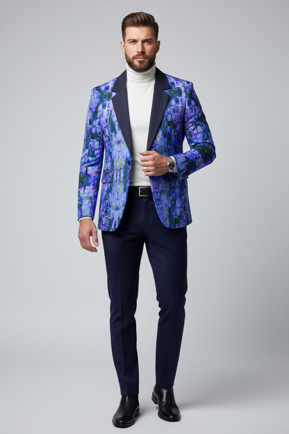 “Amethyst” Men’s Casual Flat Lapel Collar Blazer | 245GSM Cotton