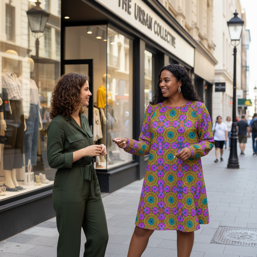 “Matrix” Women's Dress With Raglan Sleeve(Plus Size)