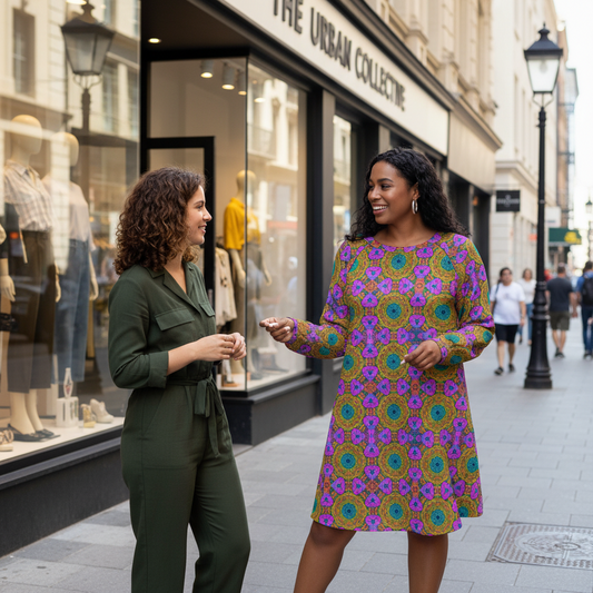 “Matrix” Women's Dress With Raglan Sleeve(Plus Size)