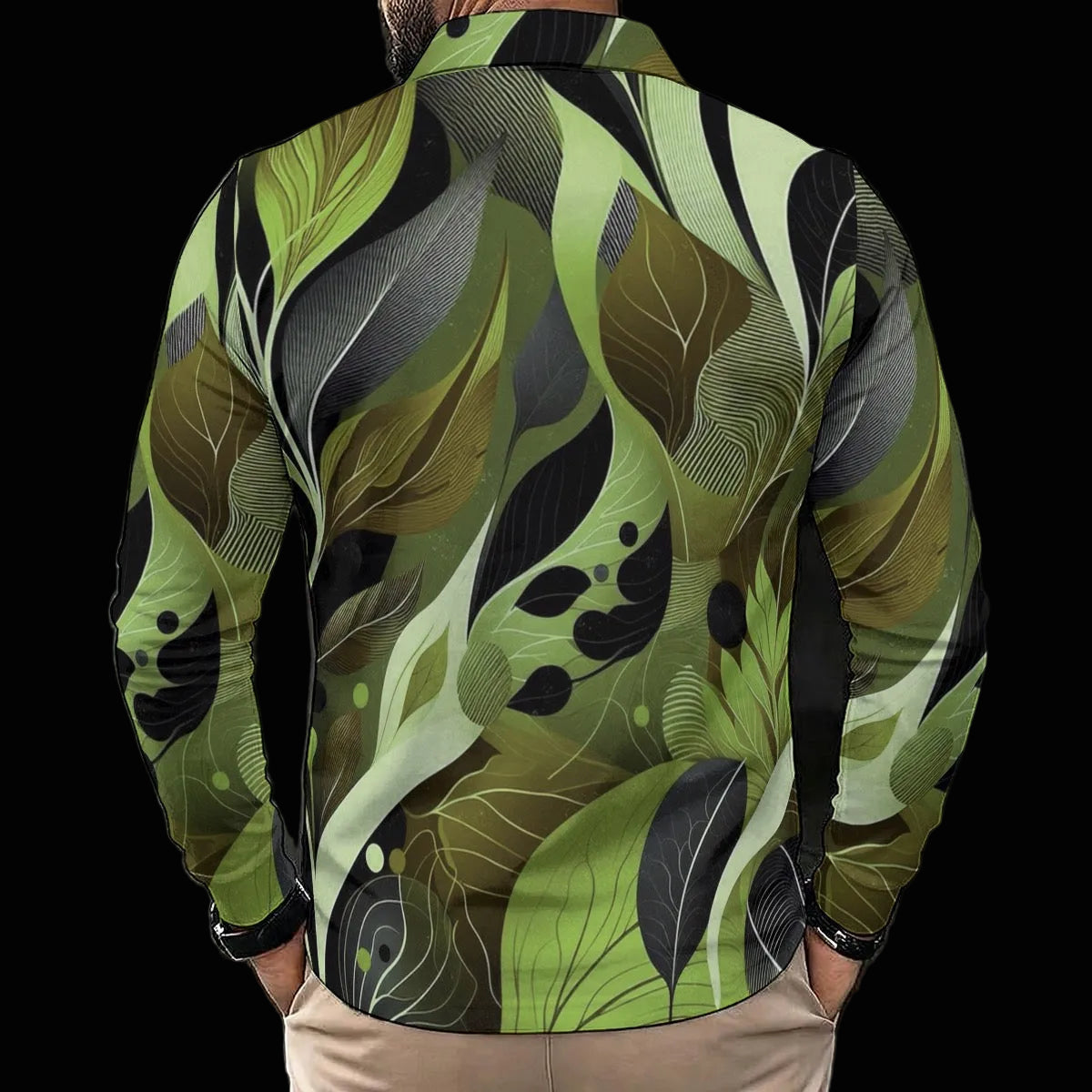 “Tangled Camo” Men's Polo Shirt With Long Sleeve