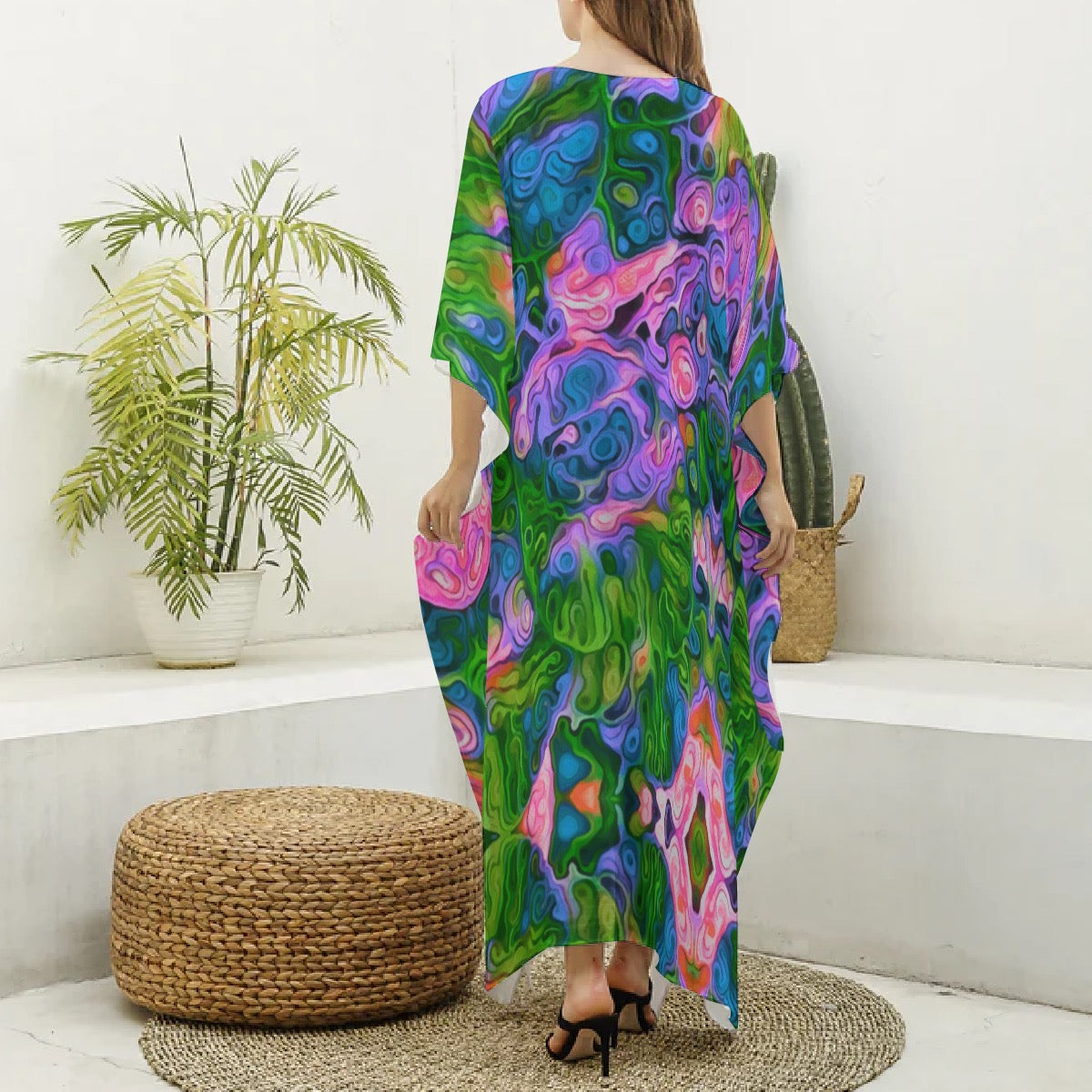“Wonderweave” Women's Imitation Silk V-neck Kaftan Robe