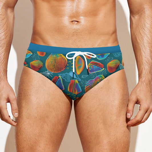 “Peregian Shells” Men'S Drawstring Swim Briefs