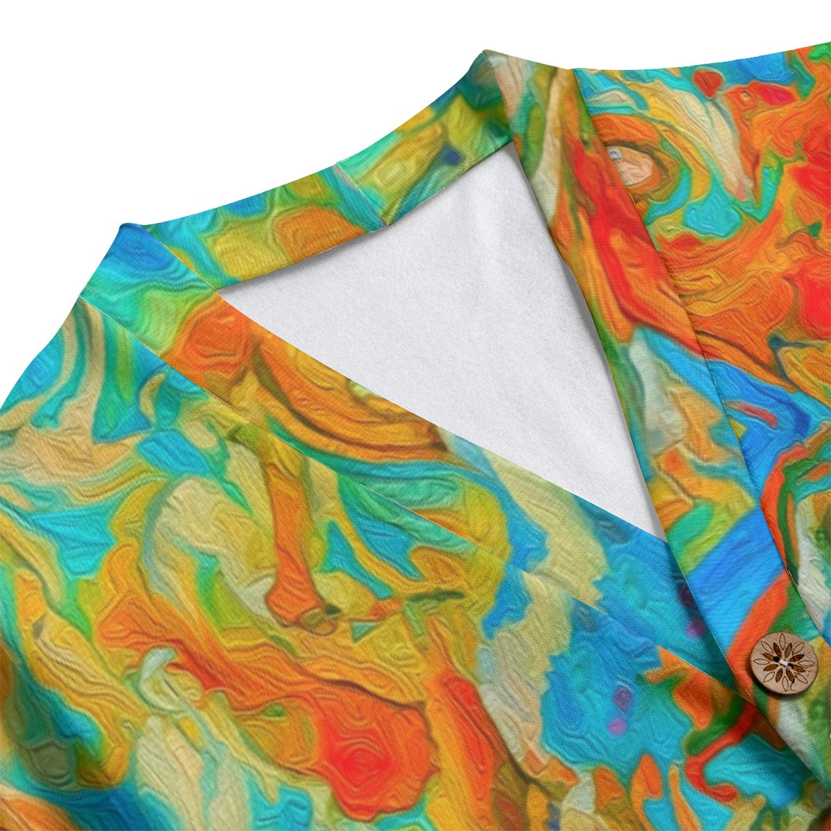 “Coober Pedy” Unisex V-neck Knitted Fleece Cardigan With Button Closure