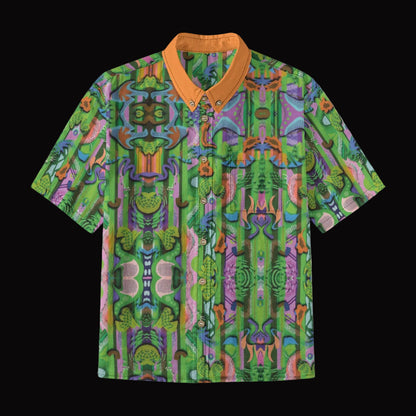 “Labyrinth” Green -Children's Shirt With Pocket | 125GSM Cotton