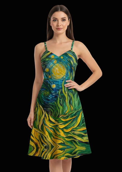 “Vincent Through the Seagrass” Spaghetti Strap Dress