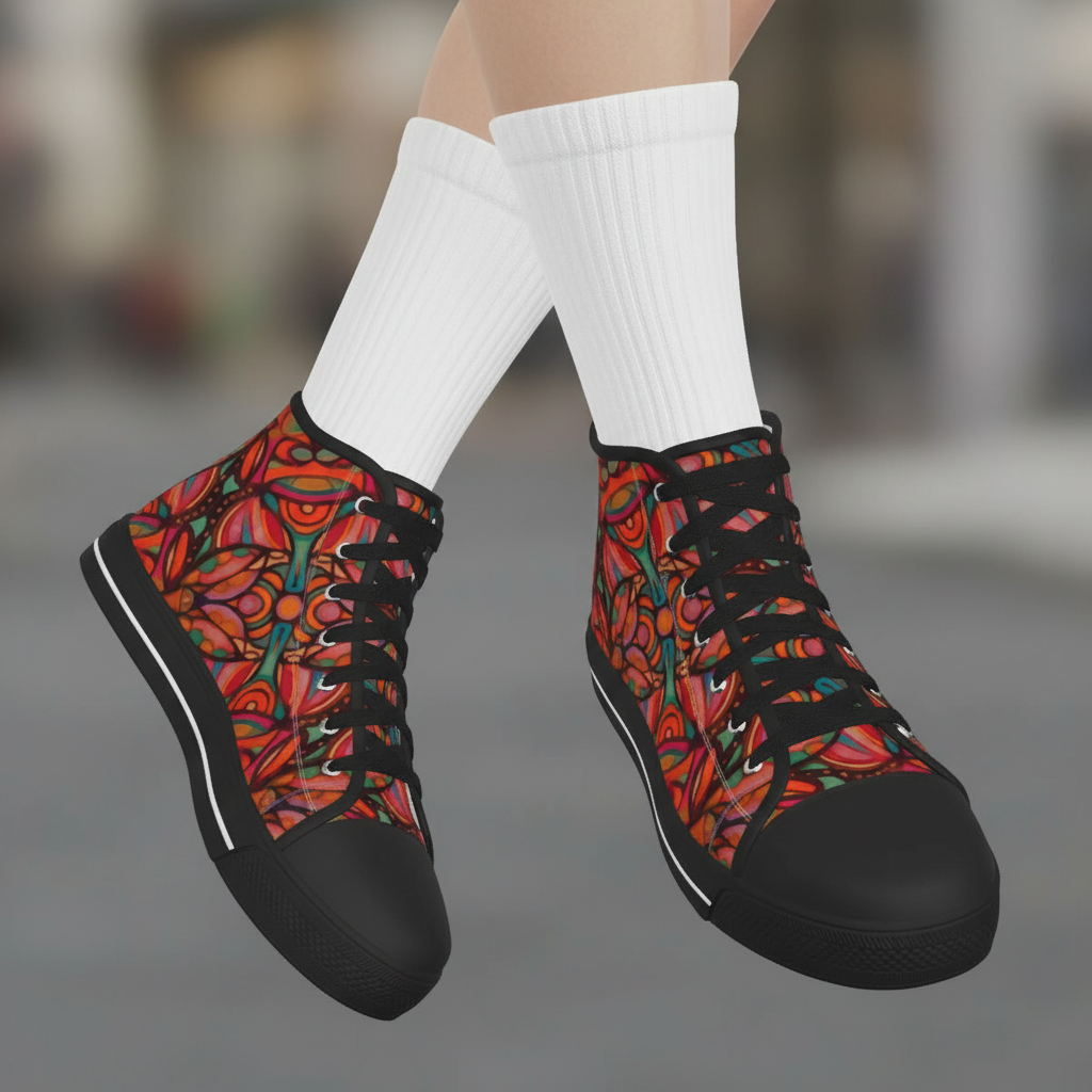 “Bloomfield Scarlet” Men's Black Sole Canvas Shoes