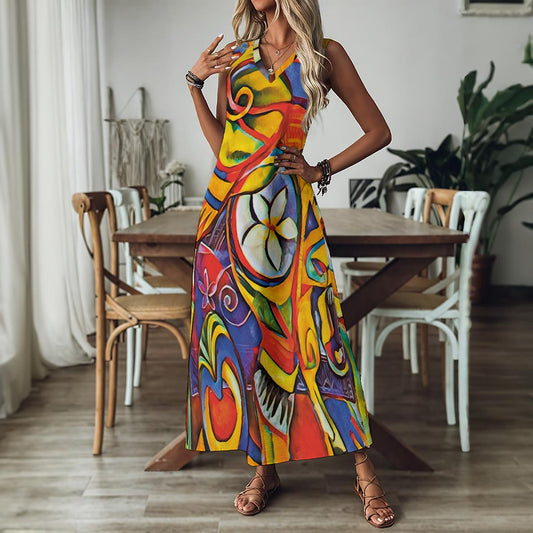 “Sassy” Women's V-Neck Long Dress