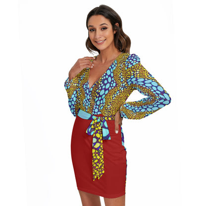 “Sunstone” Women's Long Sleeve Dress With Waist Belt