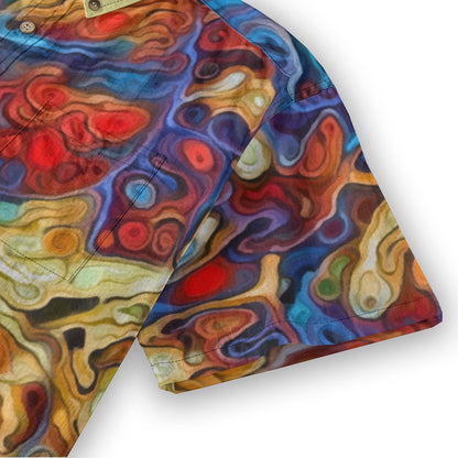 “Marbled Tides II” Men's Breathable Cotton Shirt|125GSM