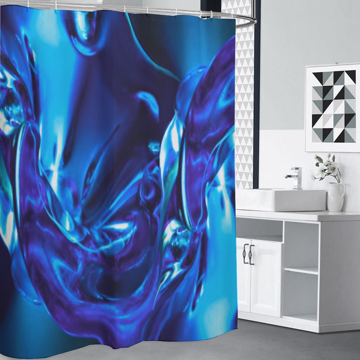 “Glass Wave” Blue: Shower Curtains