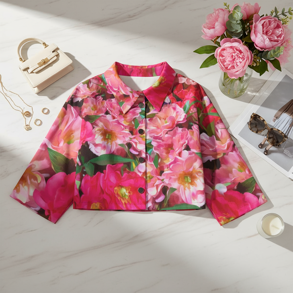 “Summer Blush” Women's Cropped Jacket | 245GSM Cotton