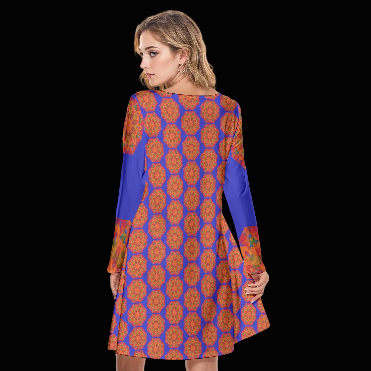 “Warm Hexa” “Warm Hexa” Women's Round Neck Dress|190GSM Cotton