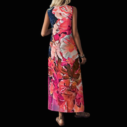 “Celestial Bloom” Women's V-Neck Long Dress