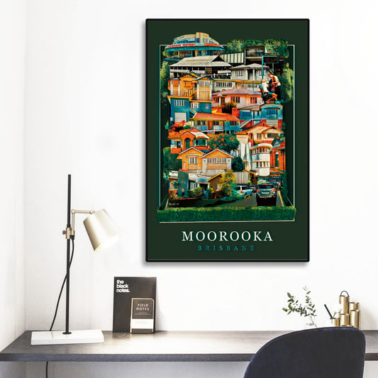 Black Frame Mural Poster of Brisbane Suburb Moorooka.