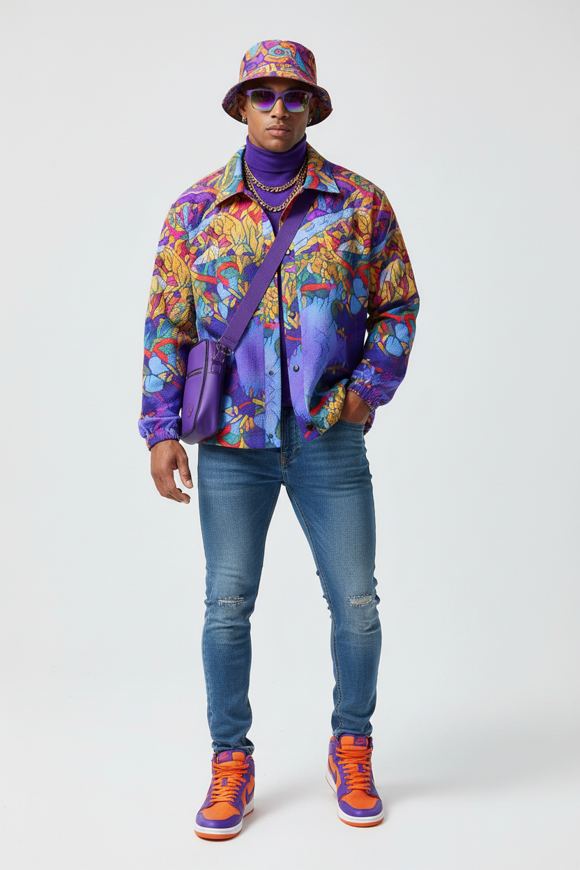 “Cerulean Spectrum” Men's Casual Lapel Jacket