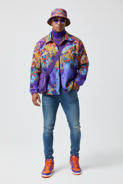 “Cerulean Spectrum” Men's Casual Lapel Jacket