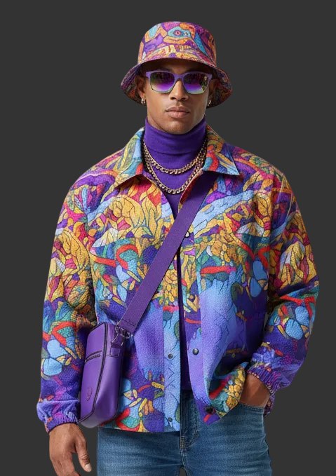 “Cerulean Spectrum” Men's Casual Lapel Jacket