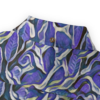 “Indigo Bloom“ Men's Casual Lapel Long Sleeve Shirt|125GSM Cotton