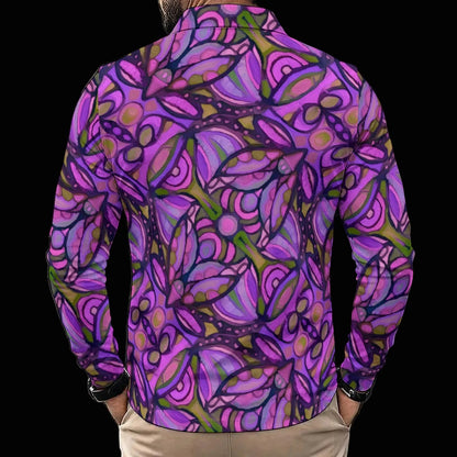 “Aubergine Labyrinth”Men's Polo Shirt With Long Sleeve