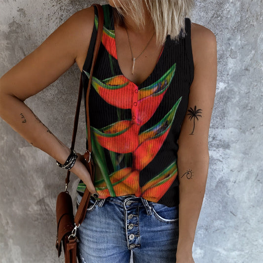 “Heliconia” Women's Button Vest