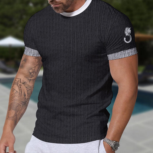 “Black Knit Print” Men's Short Sleeve T-shirt