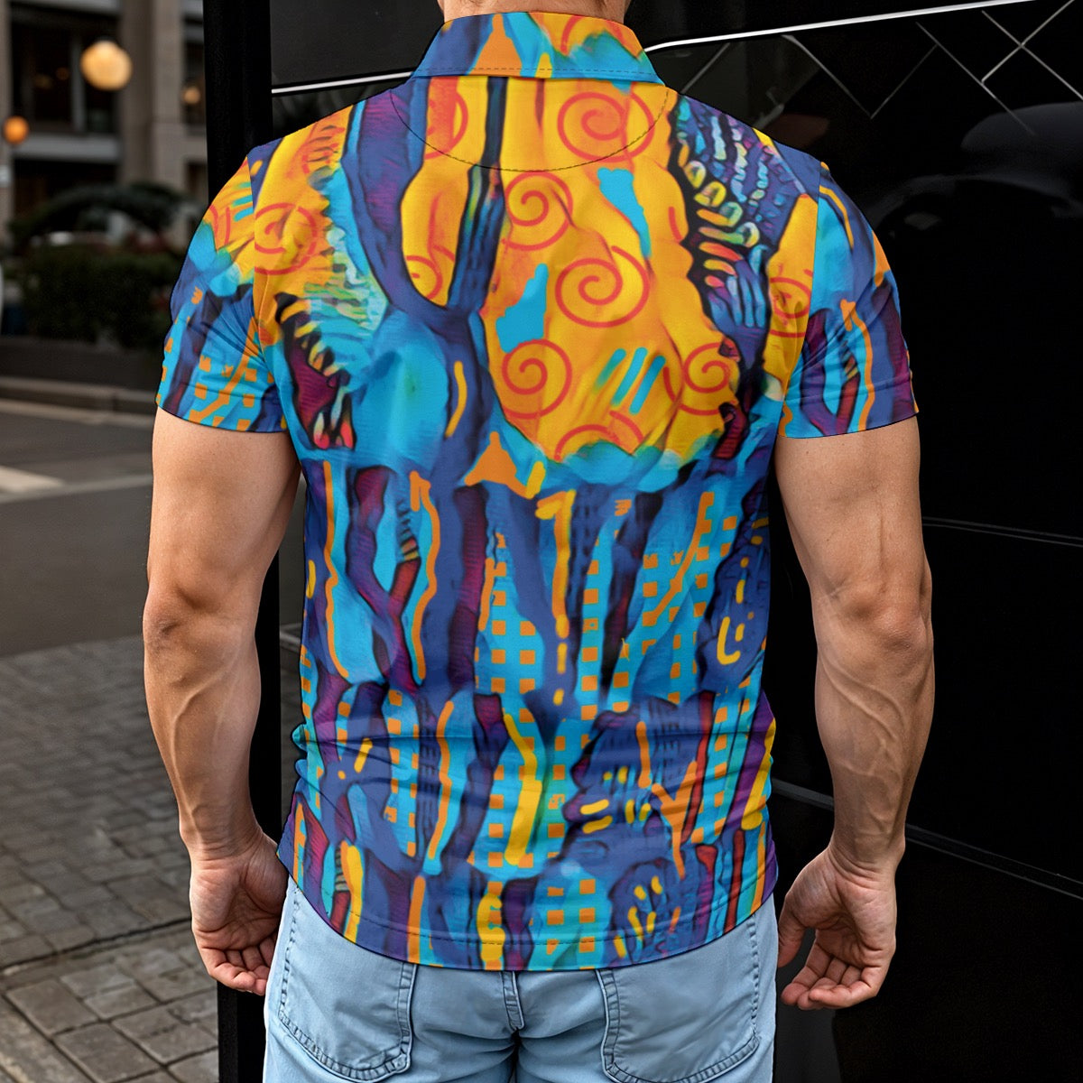 “Oceanic” Print Men's Polo Shirt