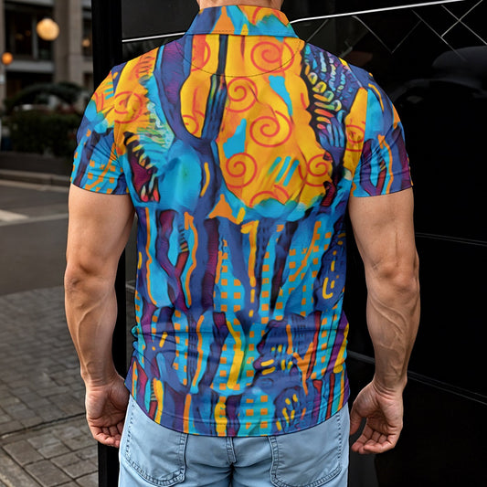 “Oceanic” Print Men's Polo Shirt