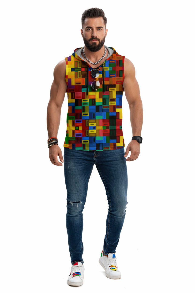 “Blocked” Men's Tank Top With Drawstring