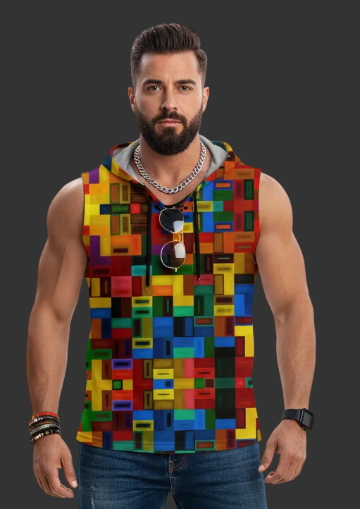 “Blocked” Men's Tank Top With Drawstring