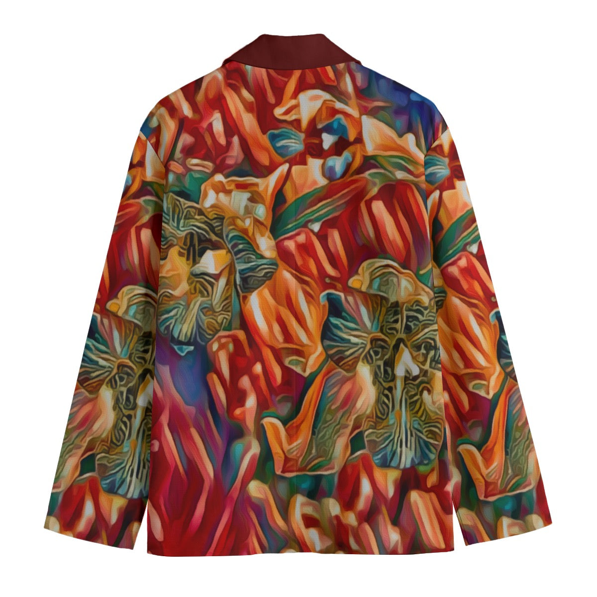 “Orchid Flames” Men's Casual Flat Lapel Collar Blazer | 245GSM Cotton