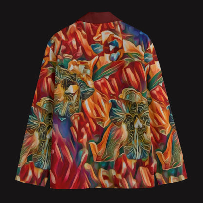 “Orchid Flames” Men's Casual Flat Lapel Collar Blazer | 245GSM Cotton