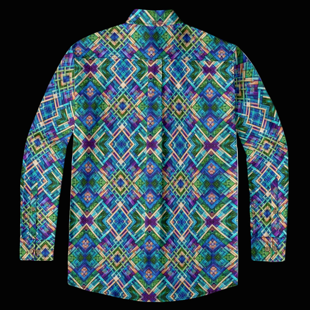 “Ocean Plaid” Men's Casual Lapel Long Sleeve Shirt|125GSM Cotton