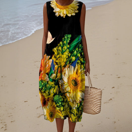 “Butterfly Bouquet”Women's Sleeveless Dress