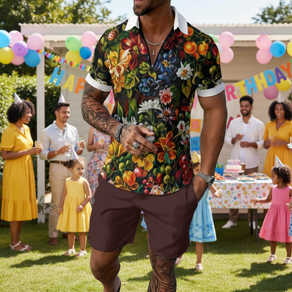 “Midnight Garden” Men's Polo Sportswear Set