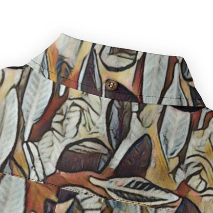 “Fragmented Foliage” Men's Casual Lapel Long Sleeve Shirt|125GSM Cotton