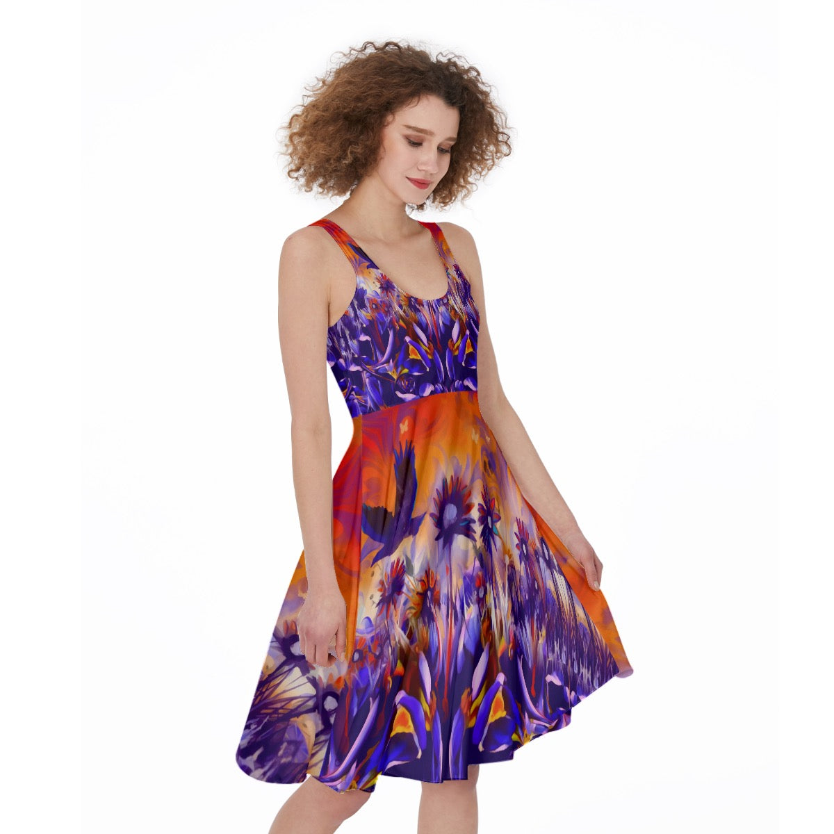 “Sunset Flight” All-Over Print Women's Sleeveless Dress