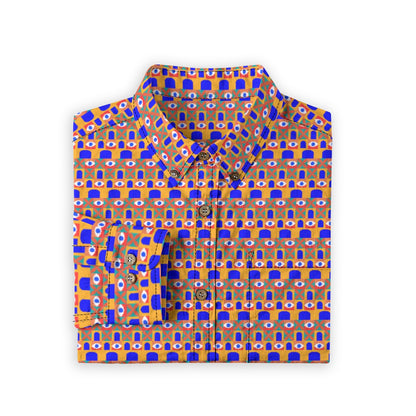 “Metranome” Men's Casual Lapel Long Sleeve Shirt|125GSM Cotton