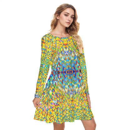 “Iridescent” Women's Round Neck Dress|190GSM Cotton