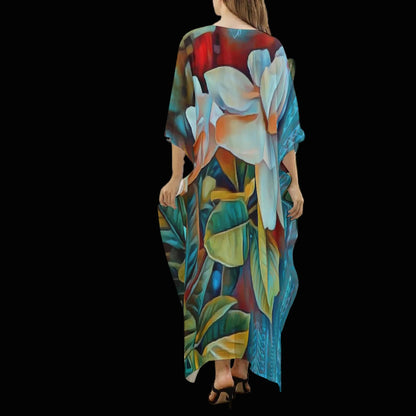 “Gardenia” Women's Imitation Silk V-neck Kaftan Robe