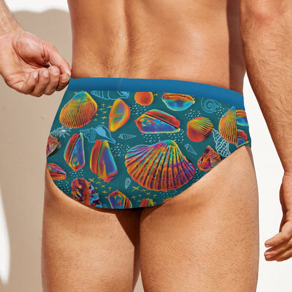 “Peregian Shells” Men'S Drawstring Swim Briefs