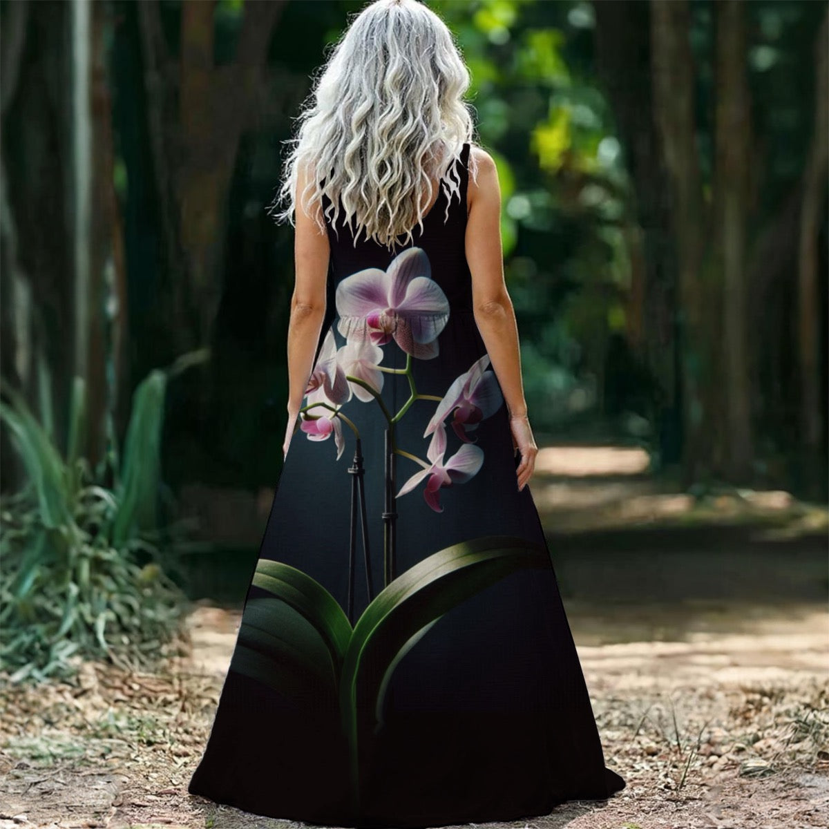“ Phalaenopsis Orchid”  Women’s Sleeveless Maxi Dress