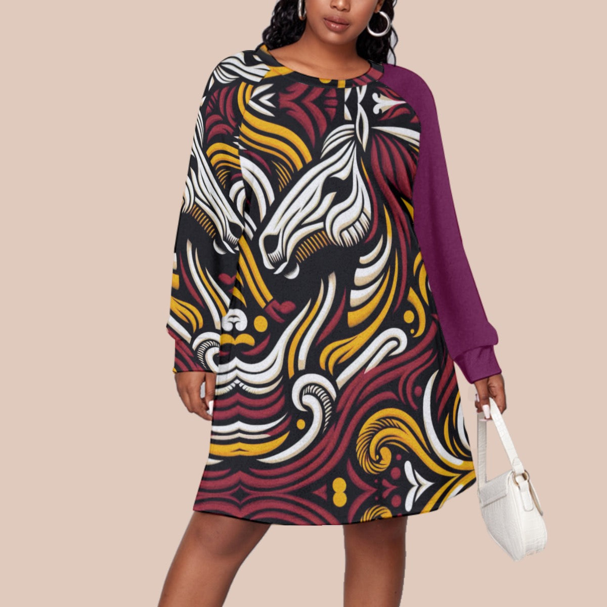 “Bronco”  Women's Dress With Raglan Sleeve(Plus Size)