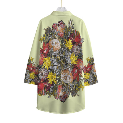“Australian Native Bouquet” Women's Chiffon Shirt With Elbow Sleeve