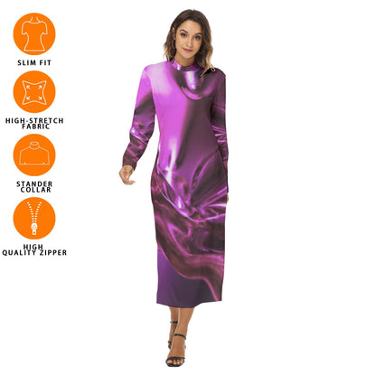 “Glass Wave” Fuchsia : All-Over Print Women's Hip Dress